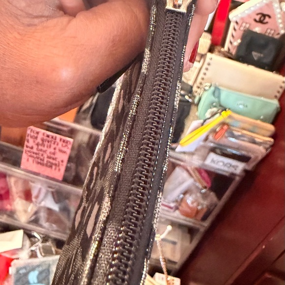 Coach Black and Metallic Silver Leopard Print Wristlet - Picture 6 of 9